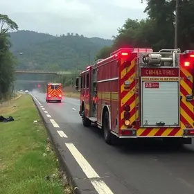 retirada de carreta incendiada na Anhanguera