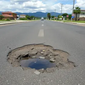 asfalto danificado Sumaré