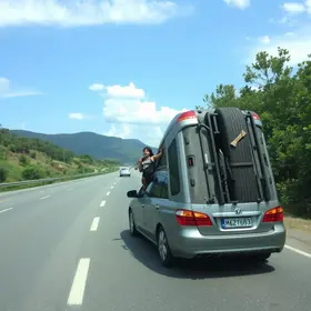 carro com família capota